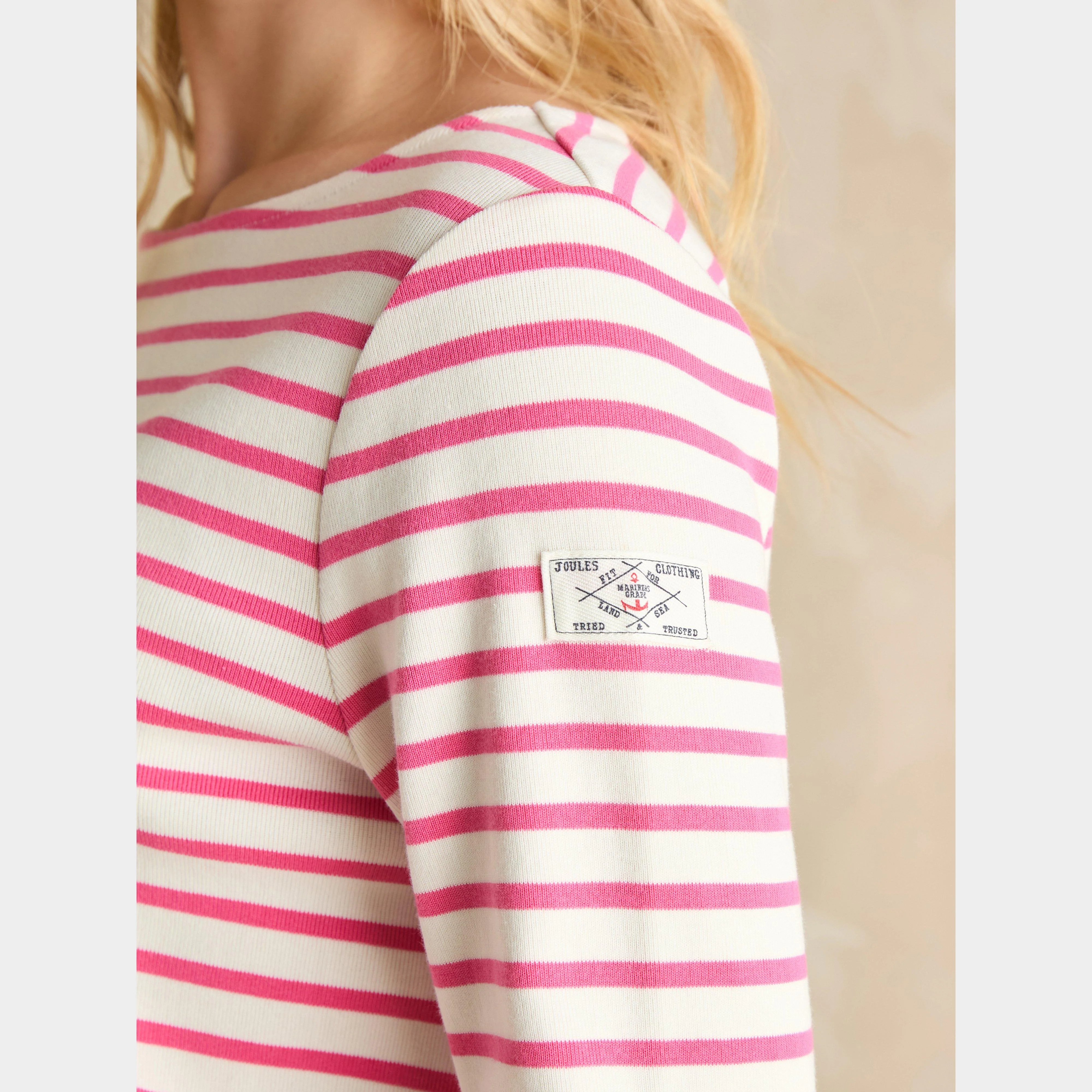 Womens Harbour Boat Neck Breton Top Bright Pink Stripe - Image 4