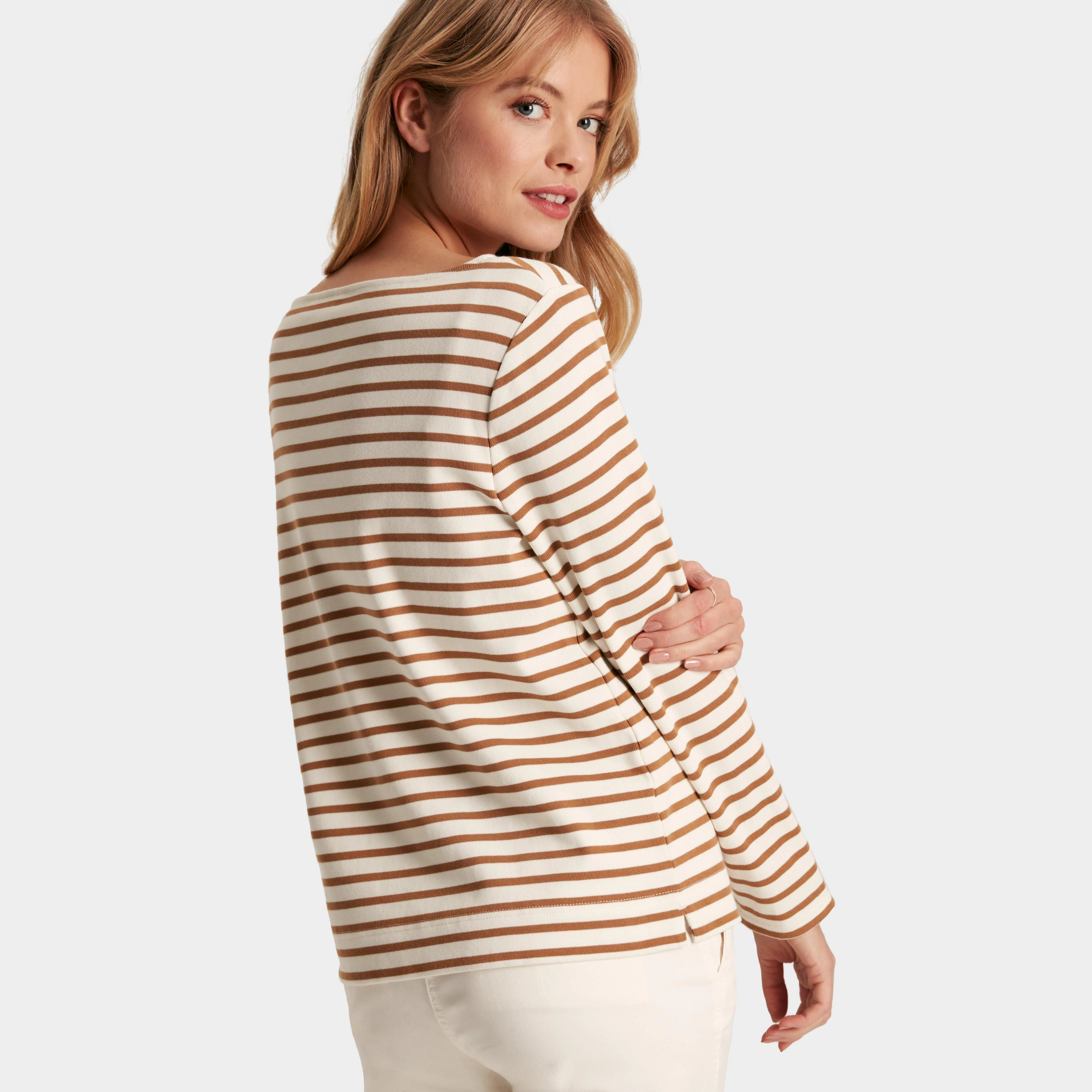 Womens Harbour Boat Neck Breton Top Tan Stripe - Image 2