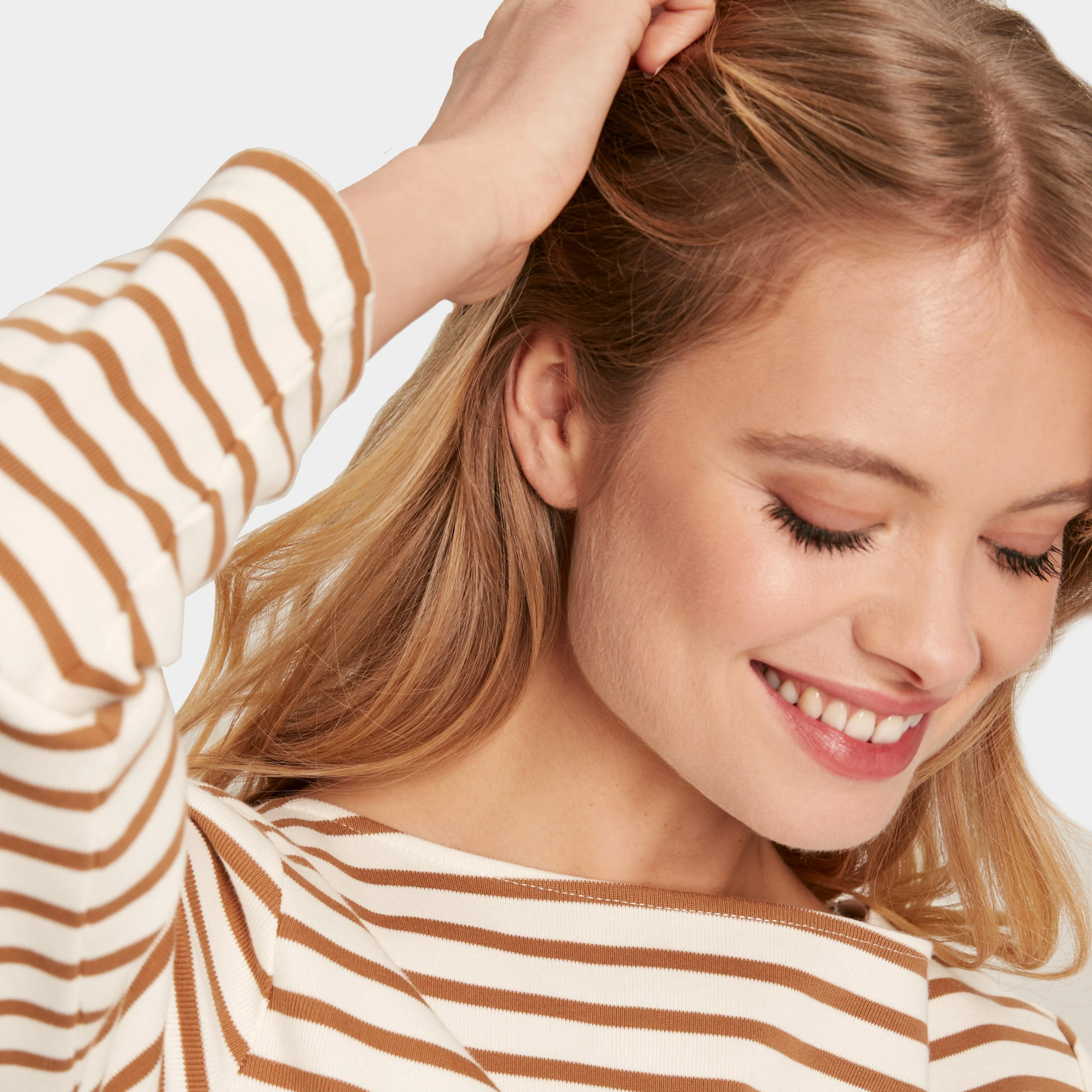 Womens Harbour Boat Neck Breton Top Tan Stripe - Image 3