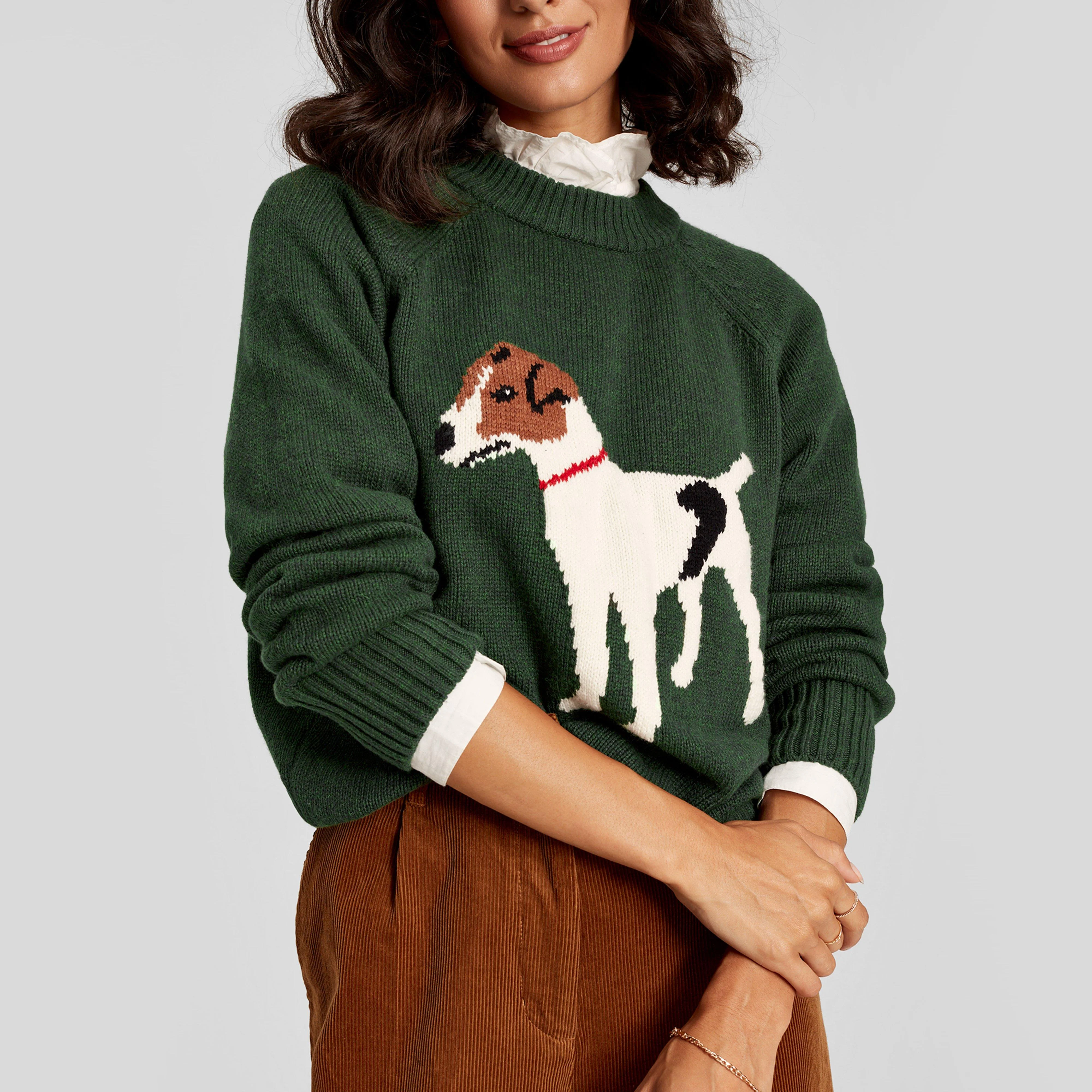 Womens Margot Intarsia Knit Jumper Dark Green - Image 4