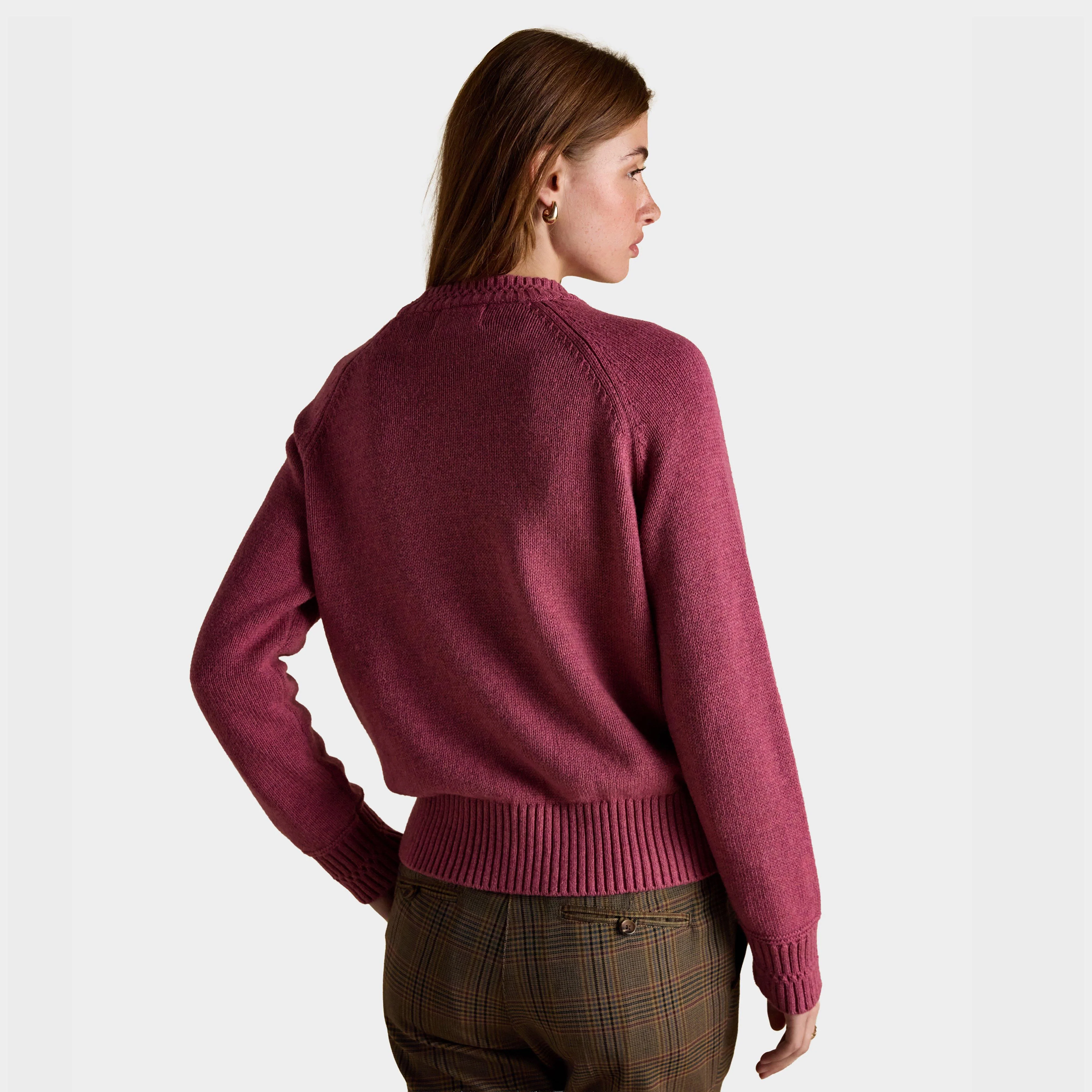 Women's Rutland Pink Intarsia 4x4 Cotton Rich Knitted Jumper - Image 2