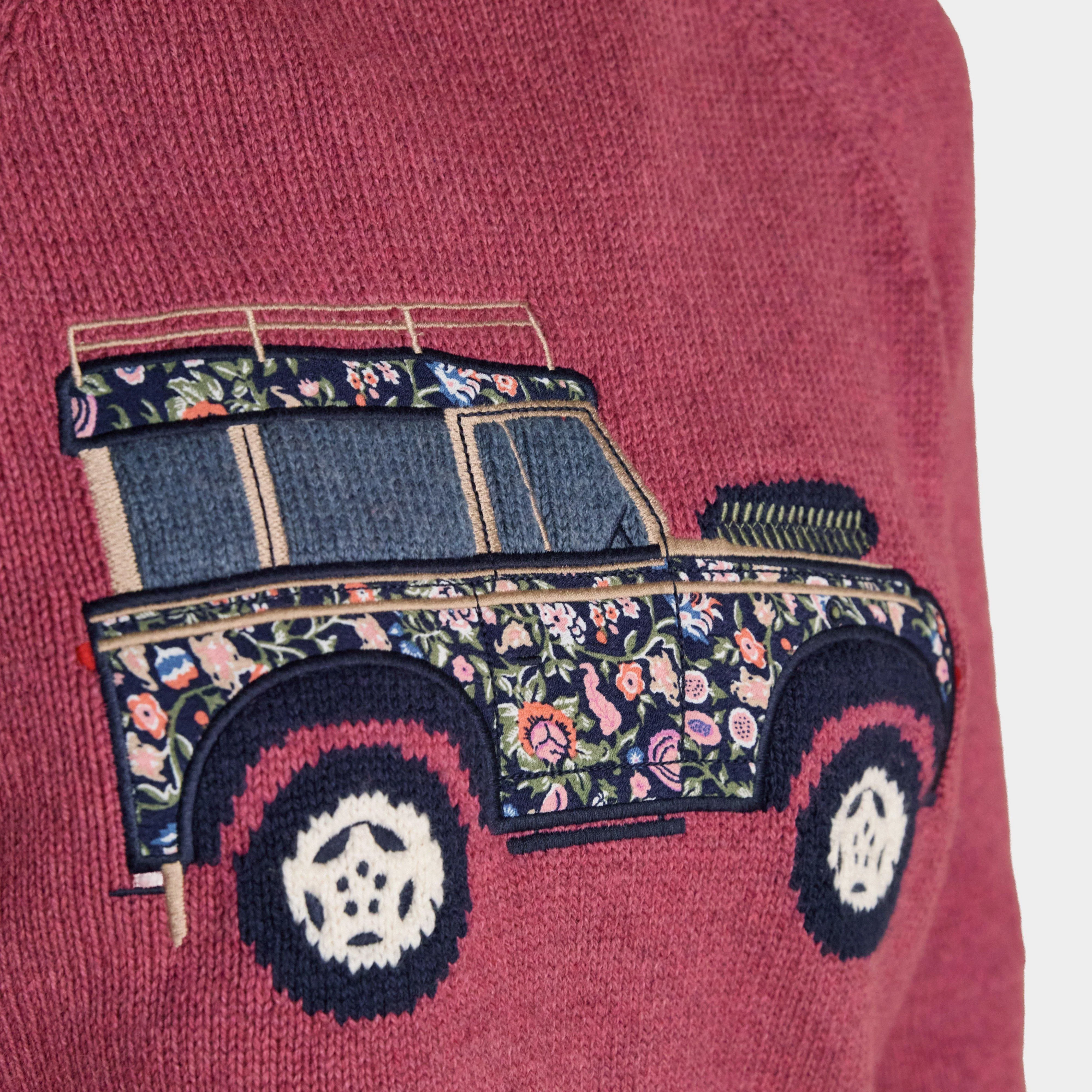 Women's Rutland Pink Intarsia 4x4 Cotton Rich Knitted Jumper - Image 3