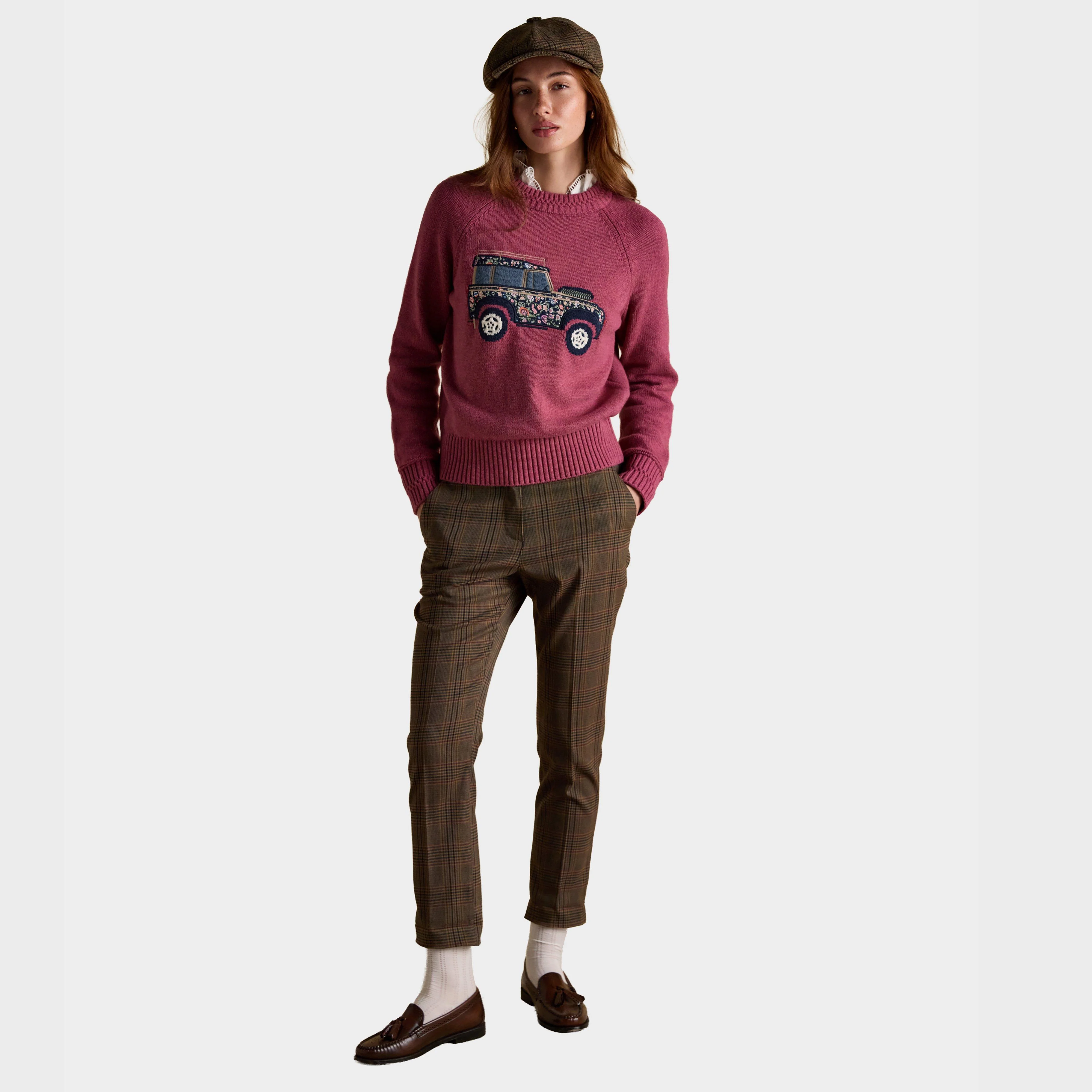 Women's Rutland Pink Intarsia 4x4 Cotton Rich Knitted Jumper - Image 4