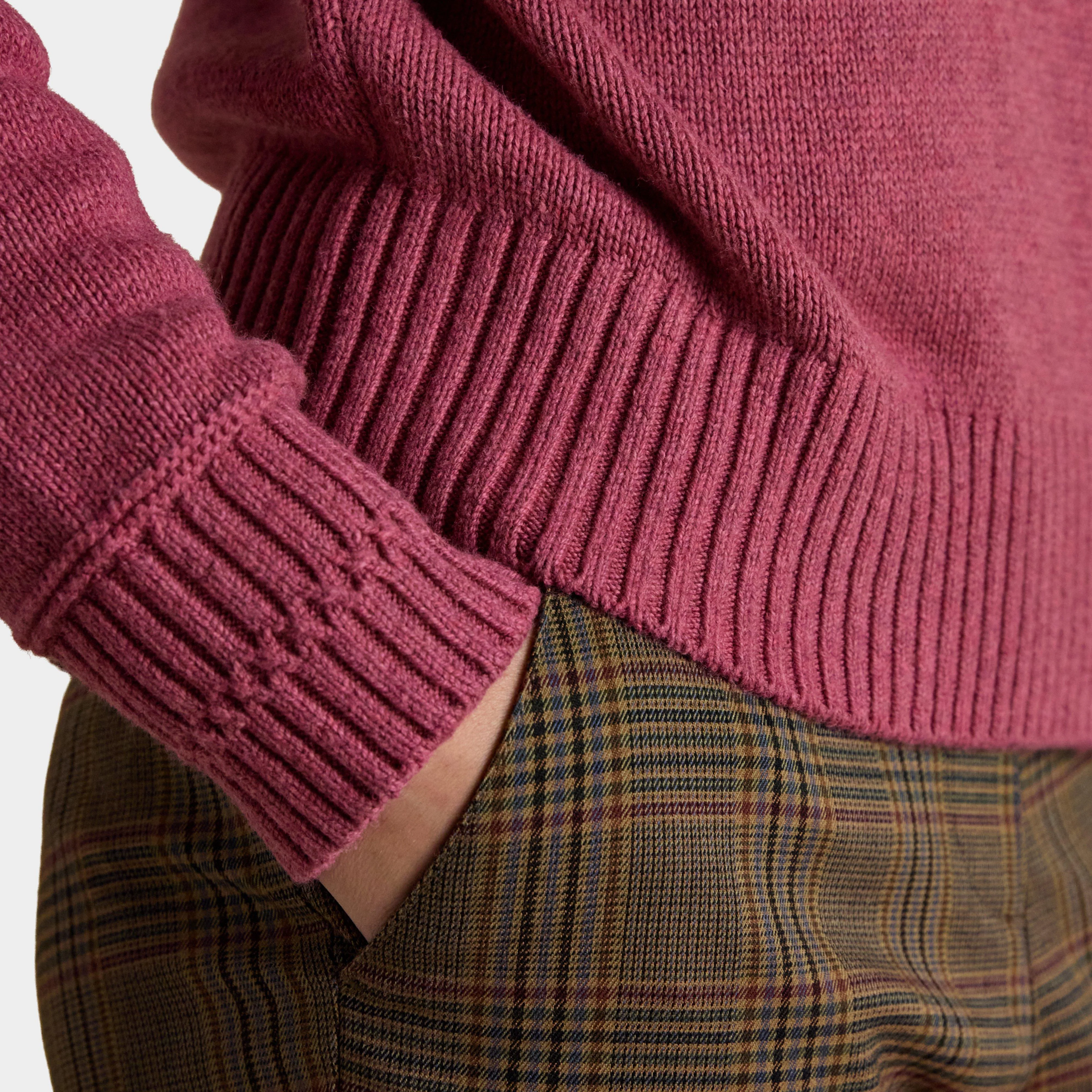 Women's Rutland Pink Intarsia 4x4 Cotton Rich Knitted Jumper - Image 6