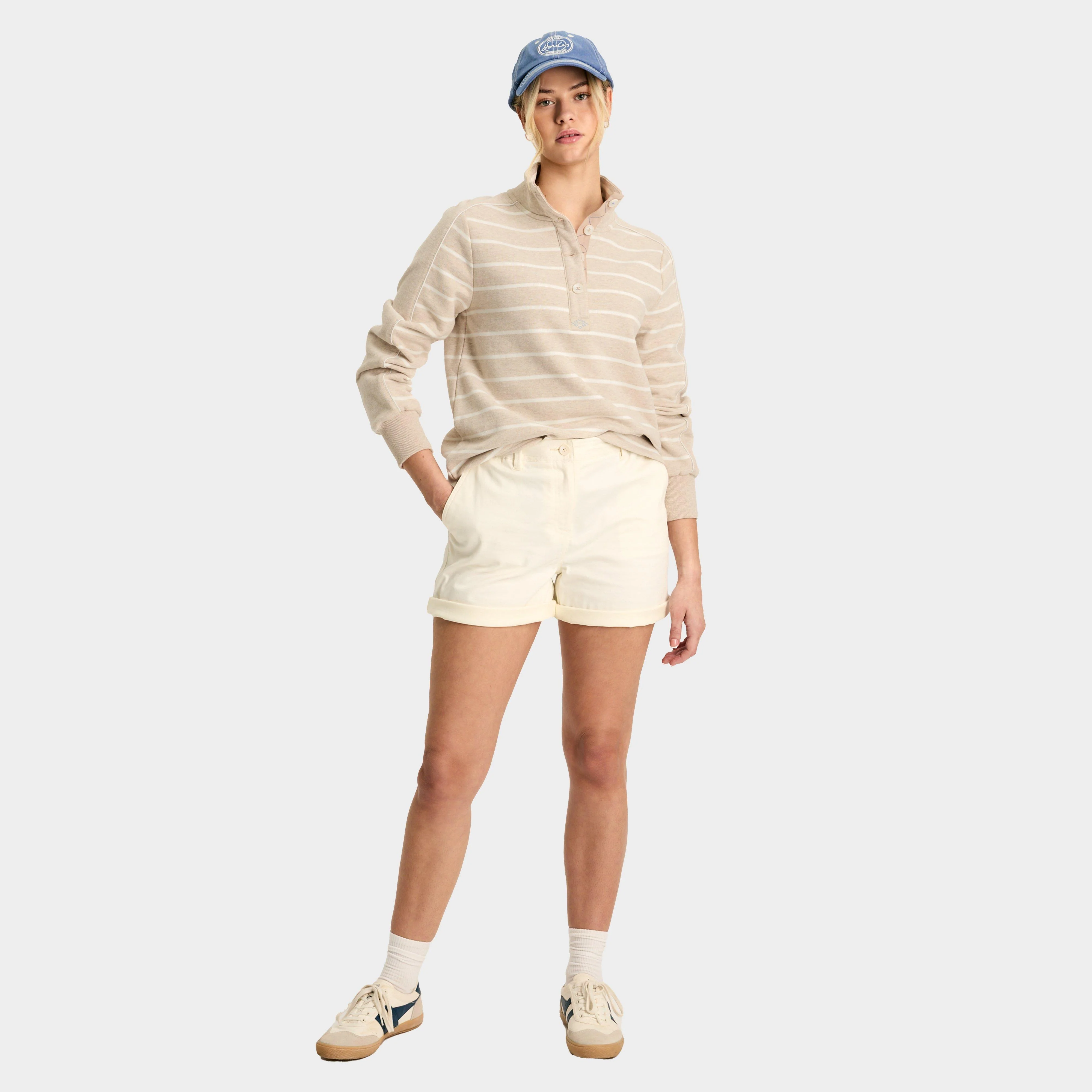 Womens Southwold Button Down Striped Sweatshirt Oatmarl - Image 6