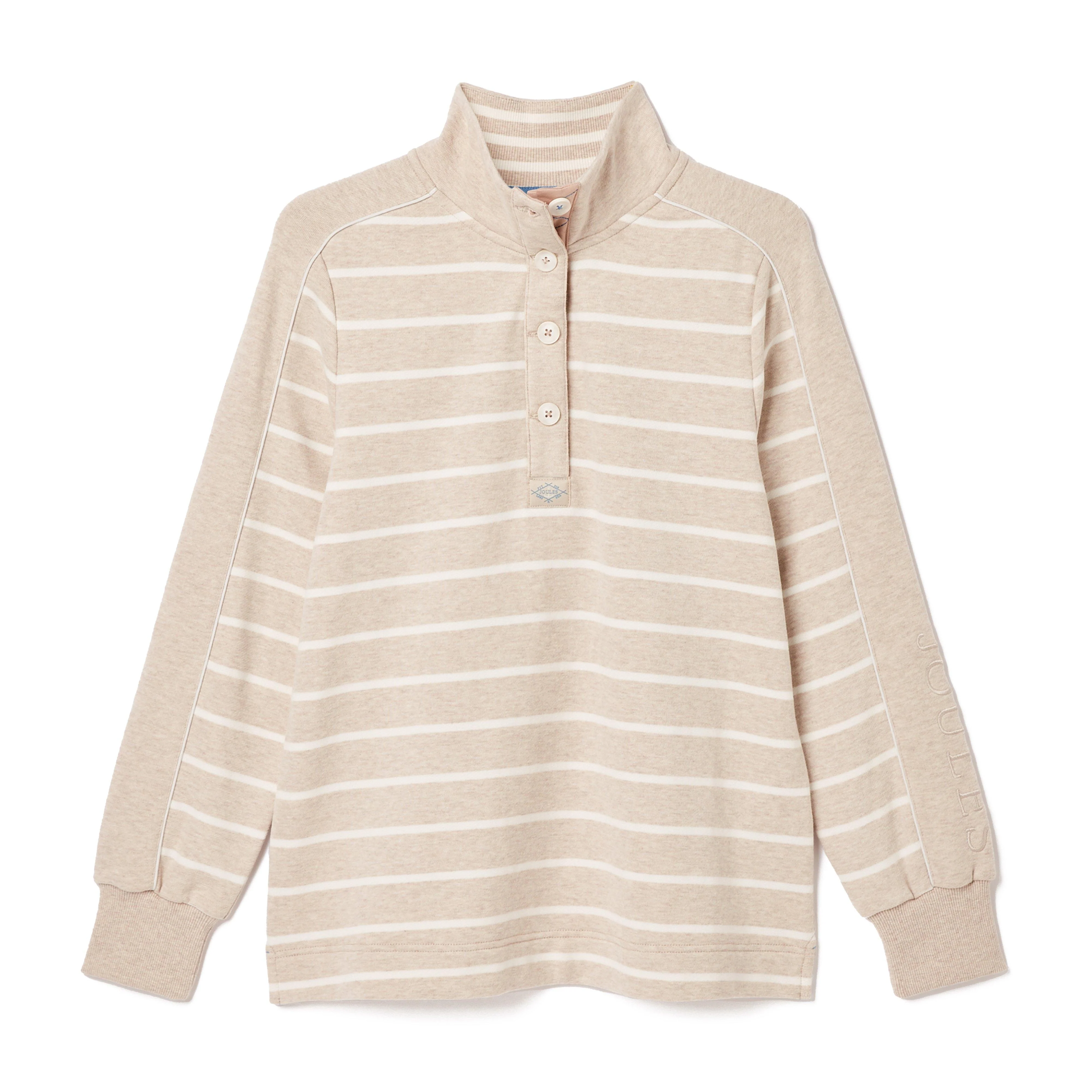 Womens Southwold Button Down Striped Sweatshirt Oatmarl - Image 7