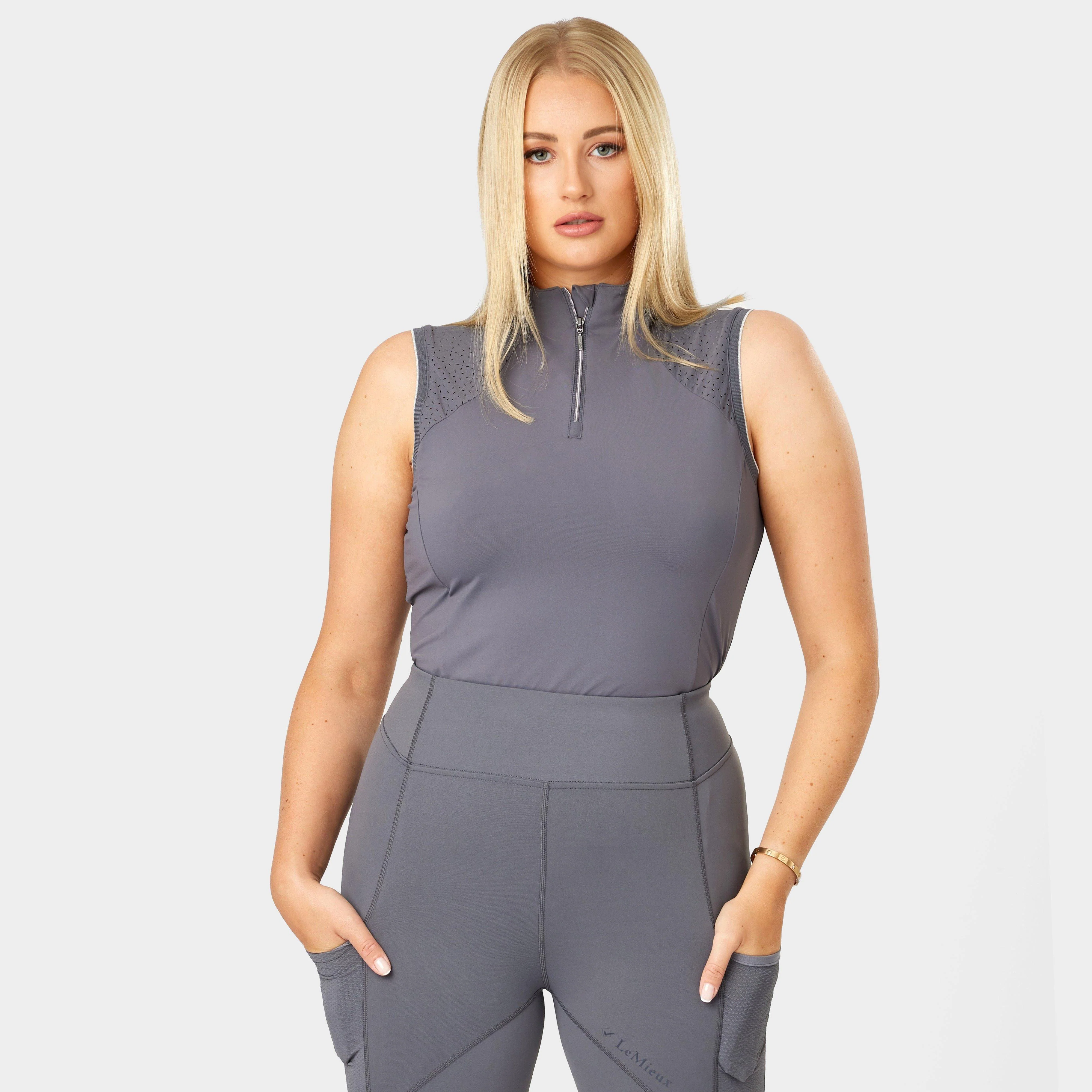 Womens Sleeveless Lazercut Base Layer Grey - Image 3