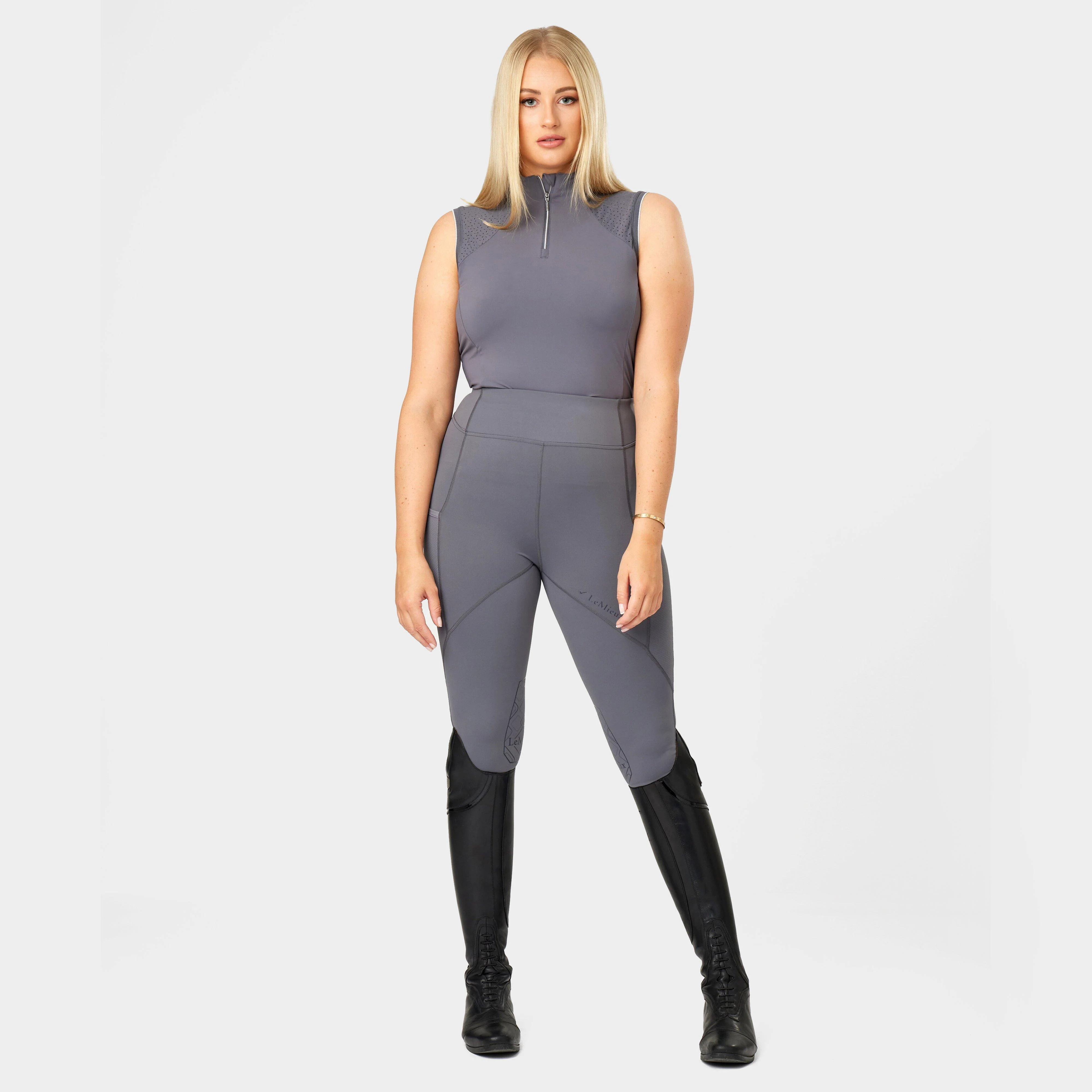 Womens Sleeveless Lazercut Base Layer Grey - Image 4