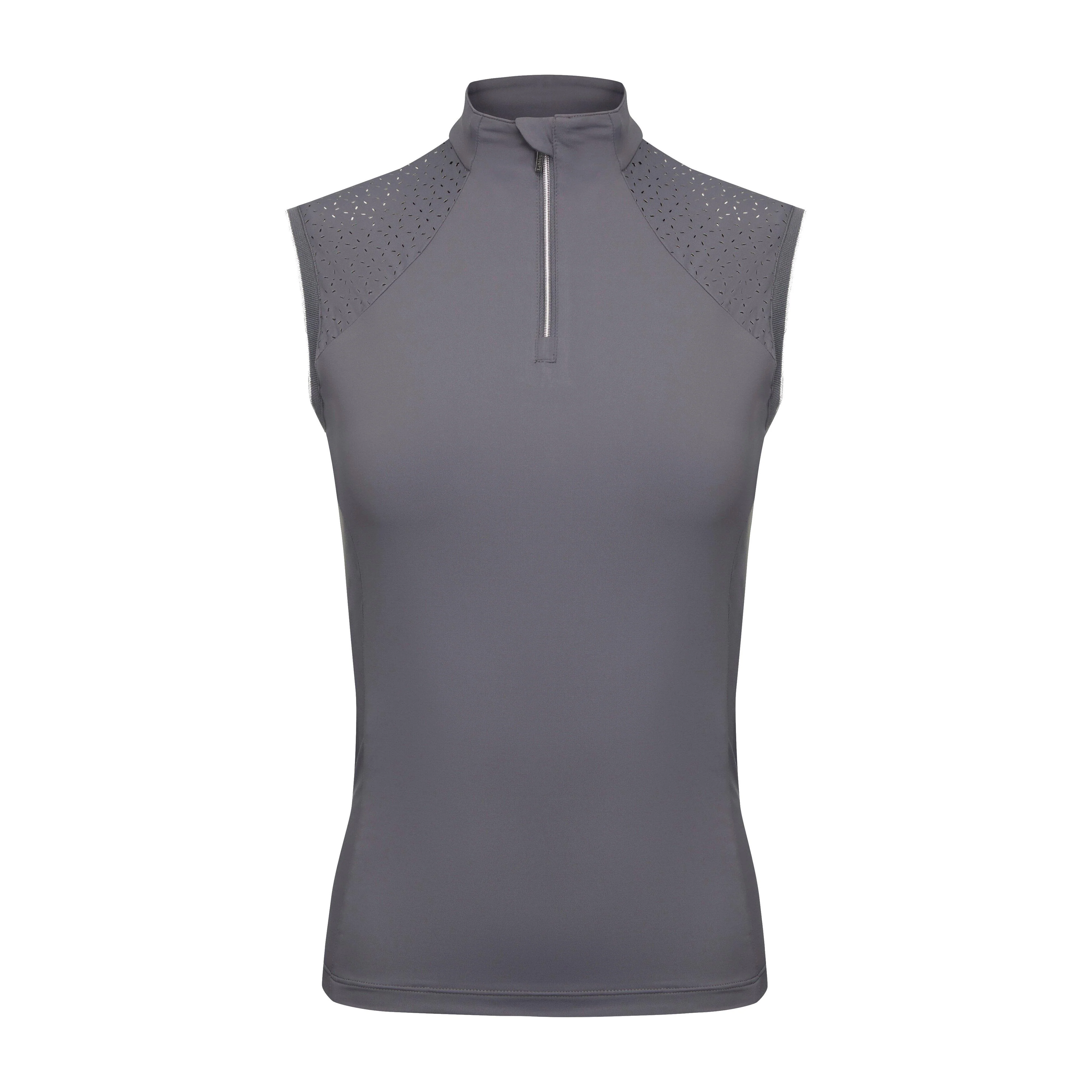 Womens Sleeveless Lazercut Base Layer Grey - Image 5