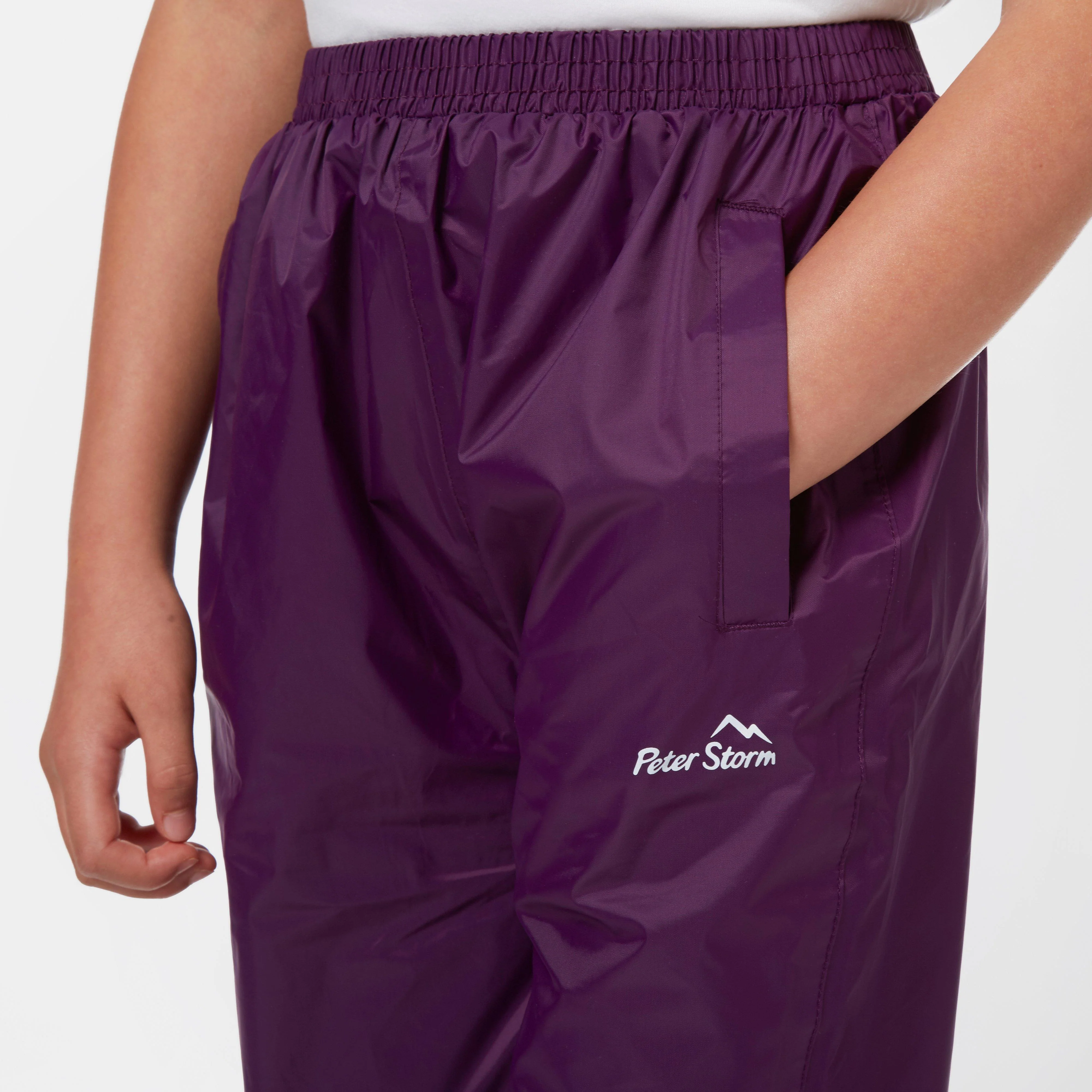 Kids Packable Waterproof Pants Purple - Image 3