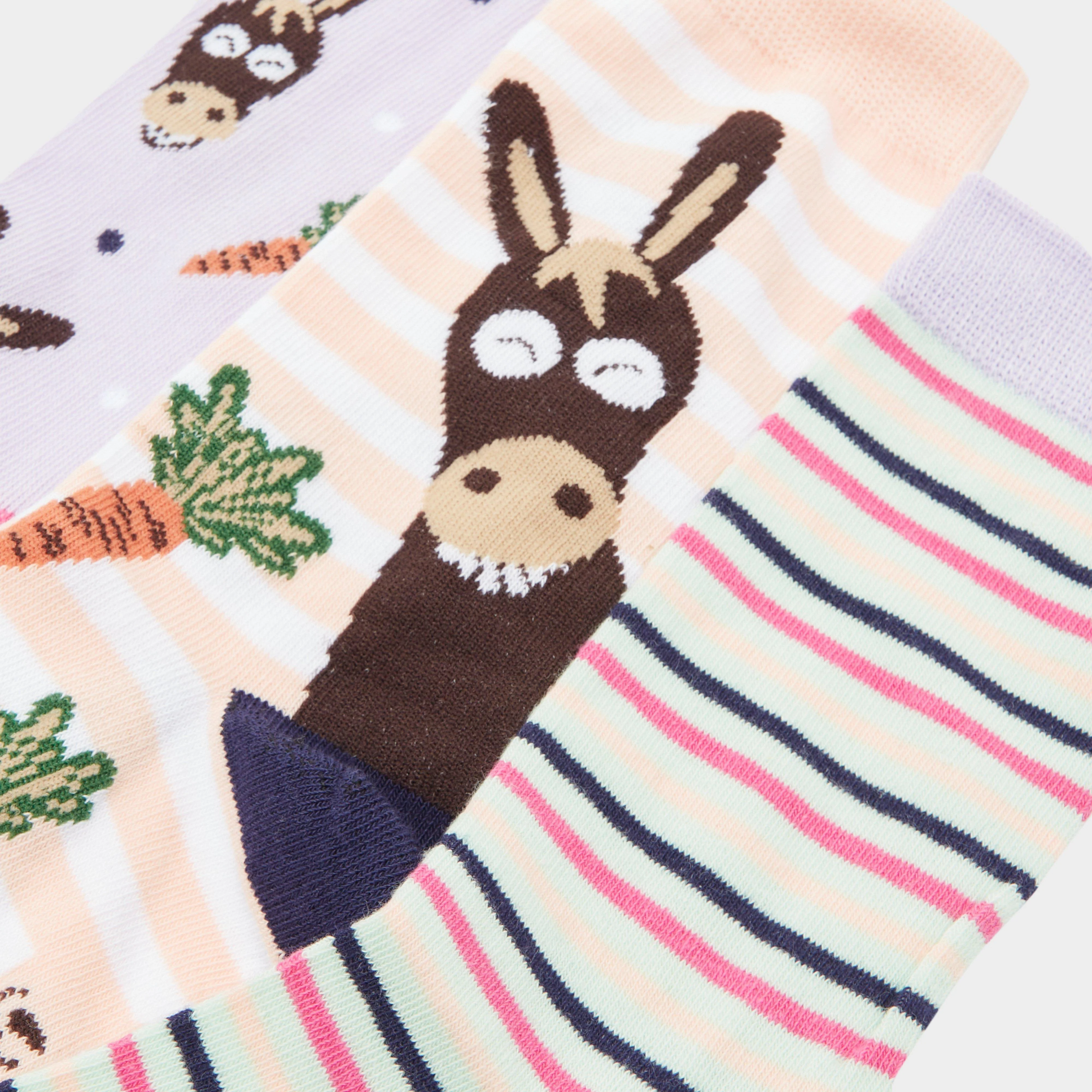Wild Feet Women's 3 Pack Fashion Socks Purple Donkey - Image 3