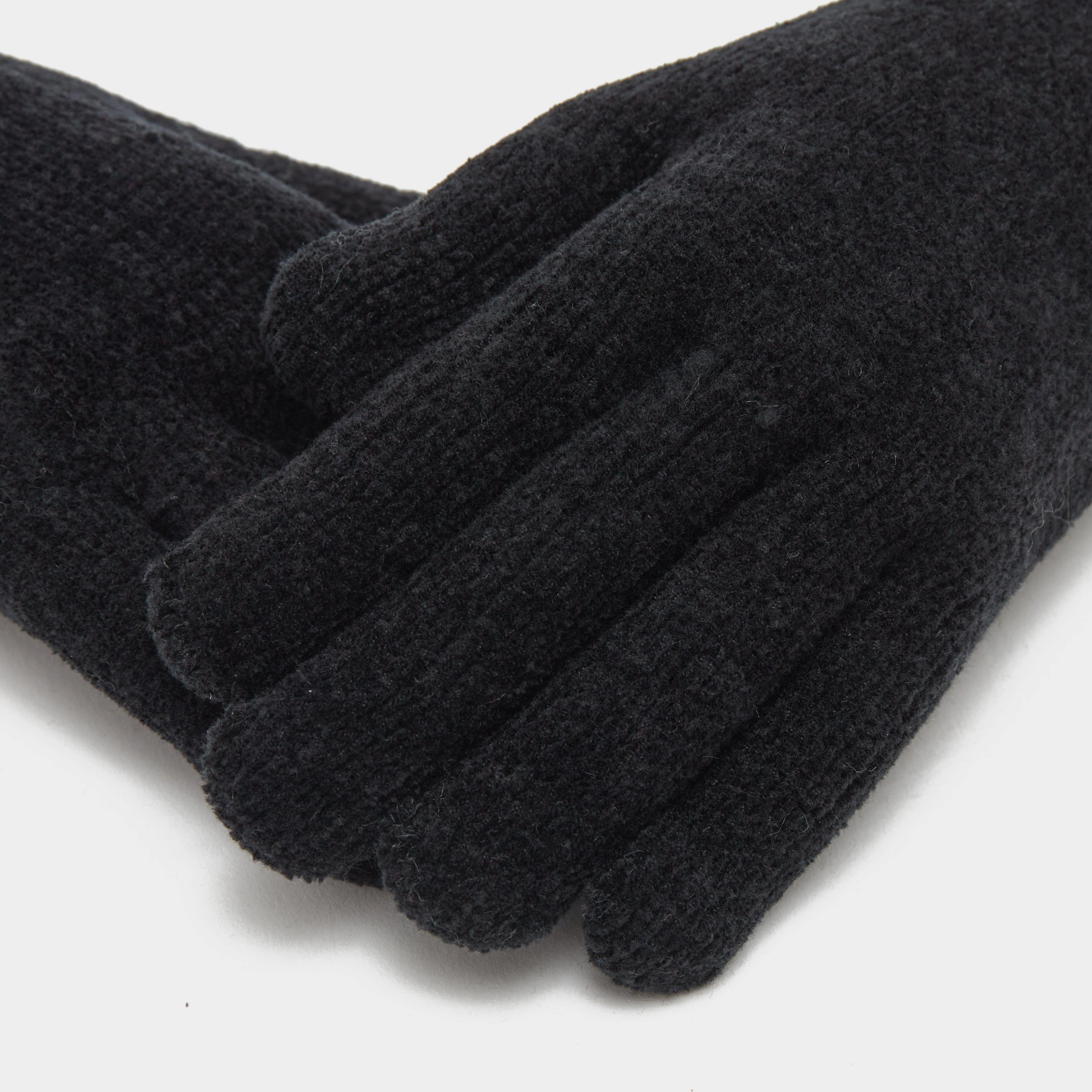 Womens Chenille Gloves Black - Image 3