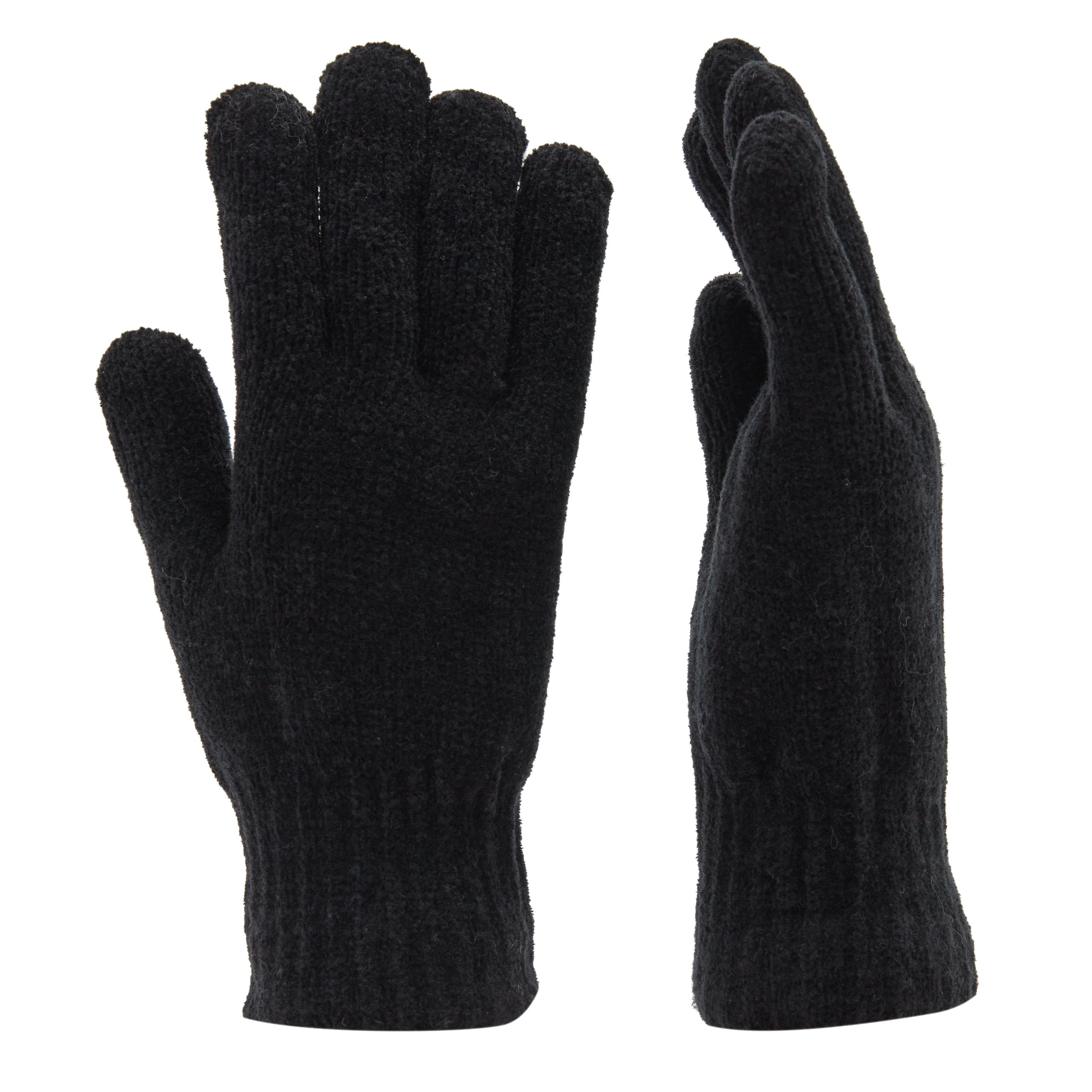 Womens Chenille Gloves Black - Image 4