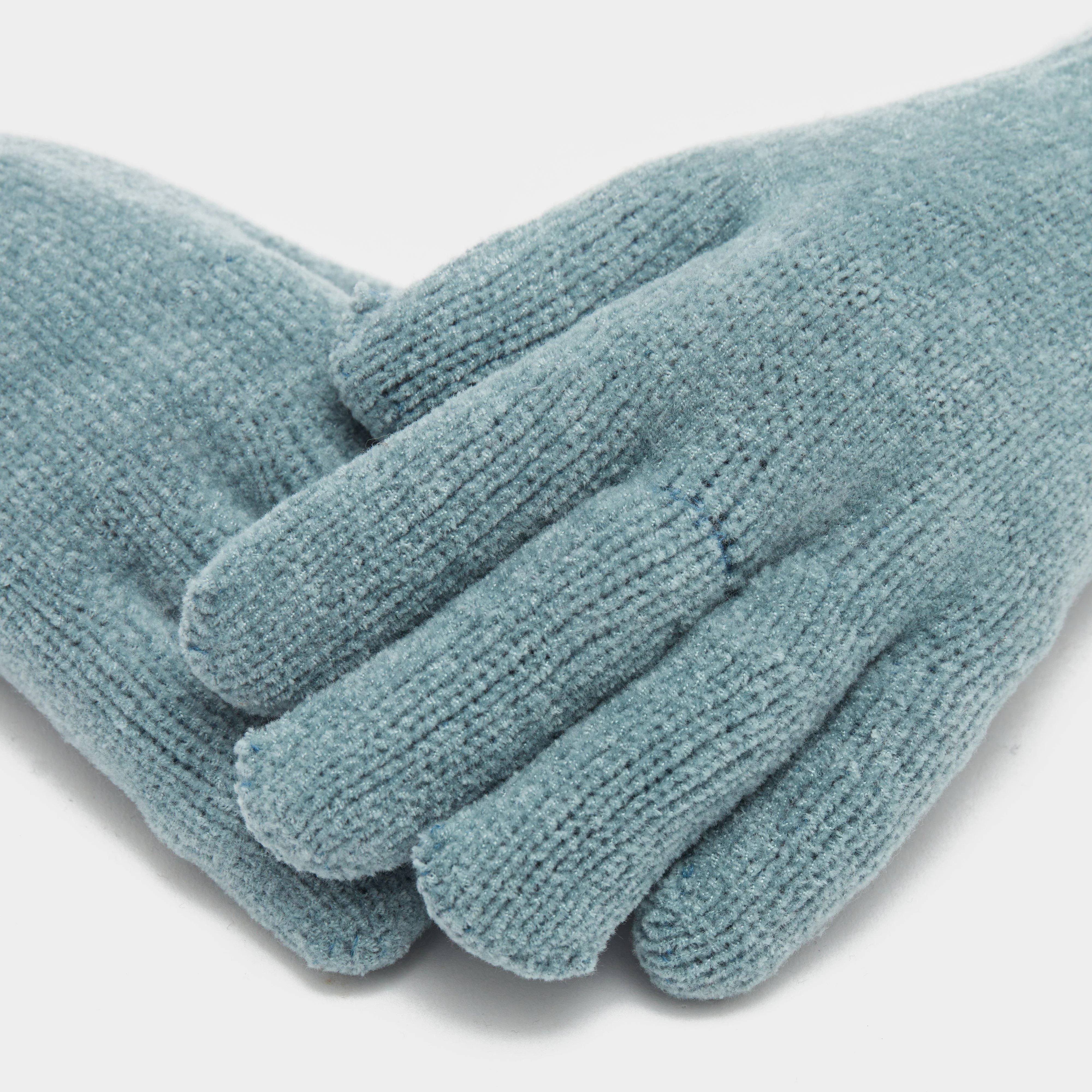 Womens Chenille Gloves Grey - Image 3