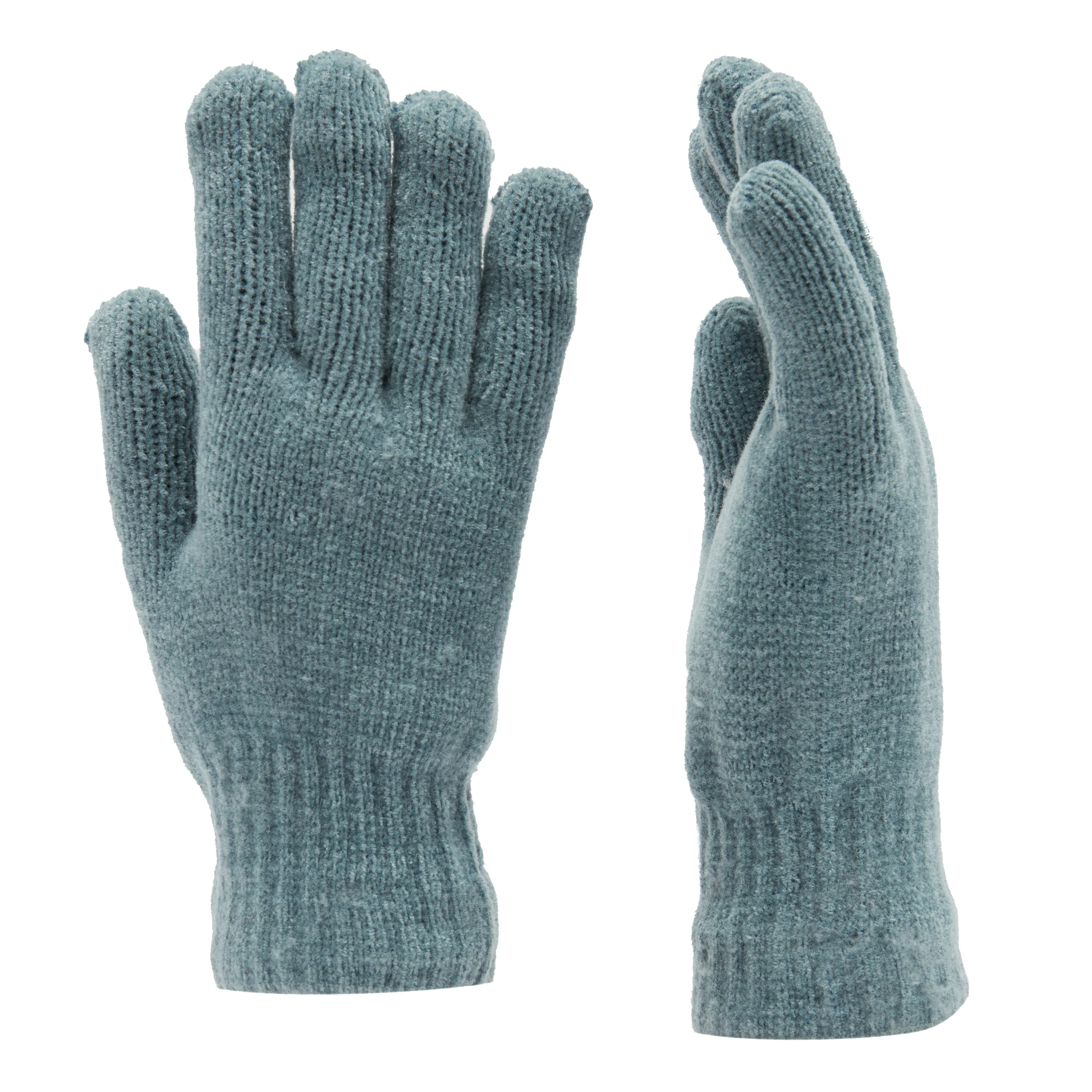 Womens Chenille Gloves Grey - Image 4