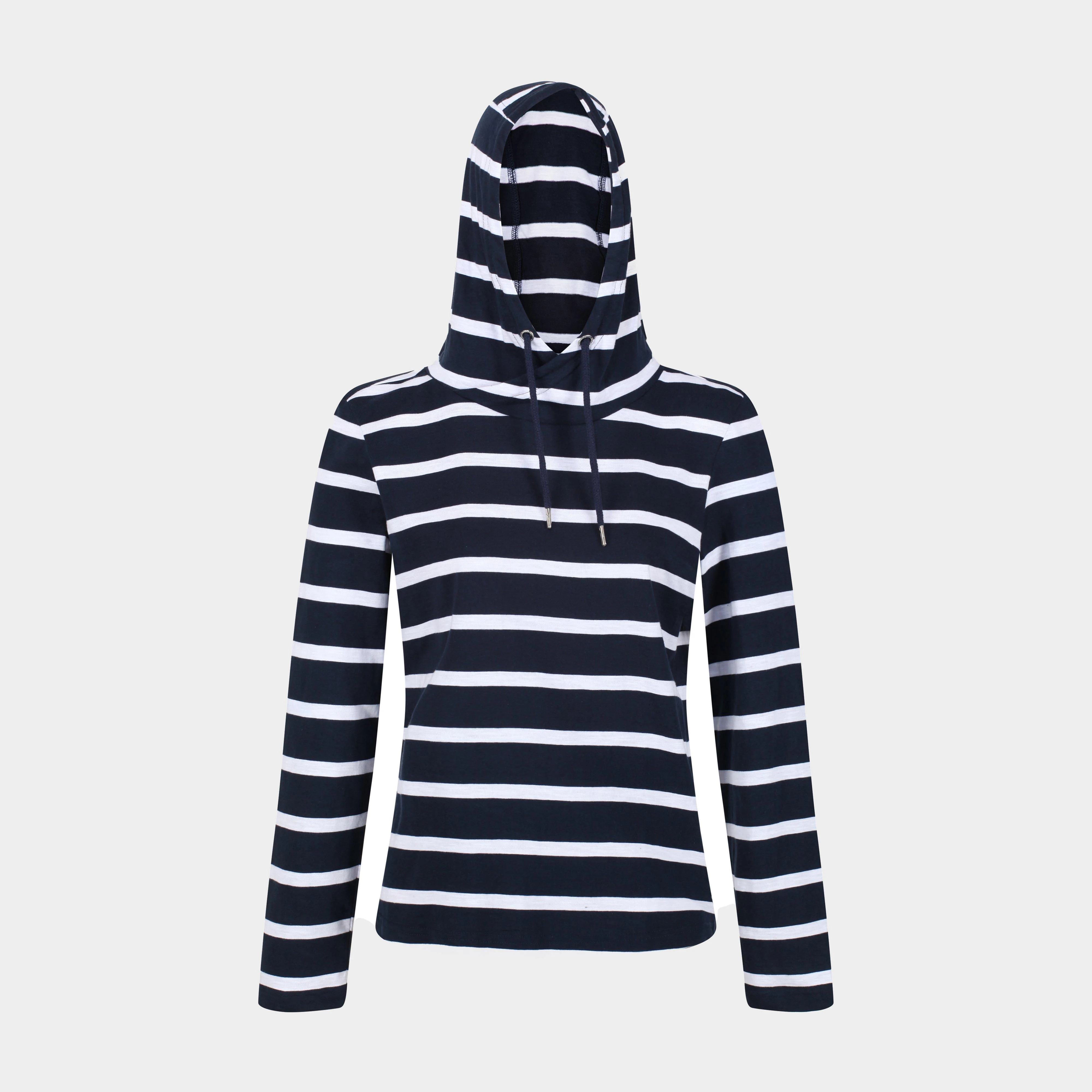 Womens Maleys Hoody Navy White Stripe - Image 5