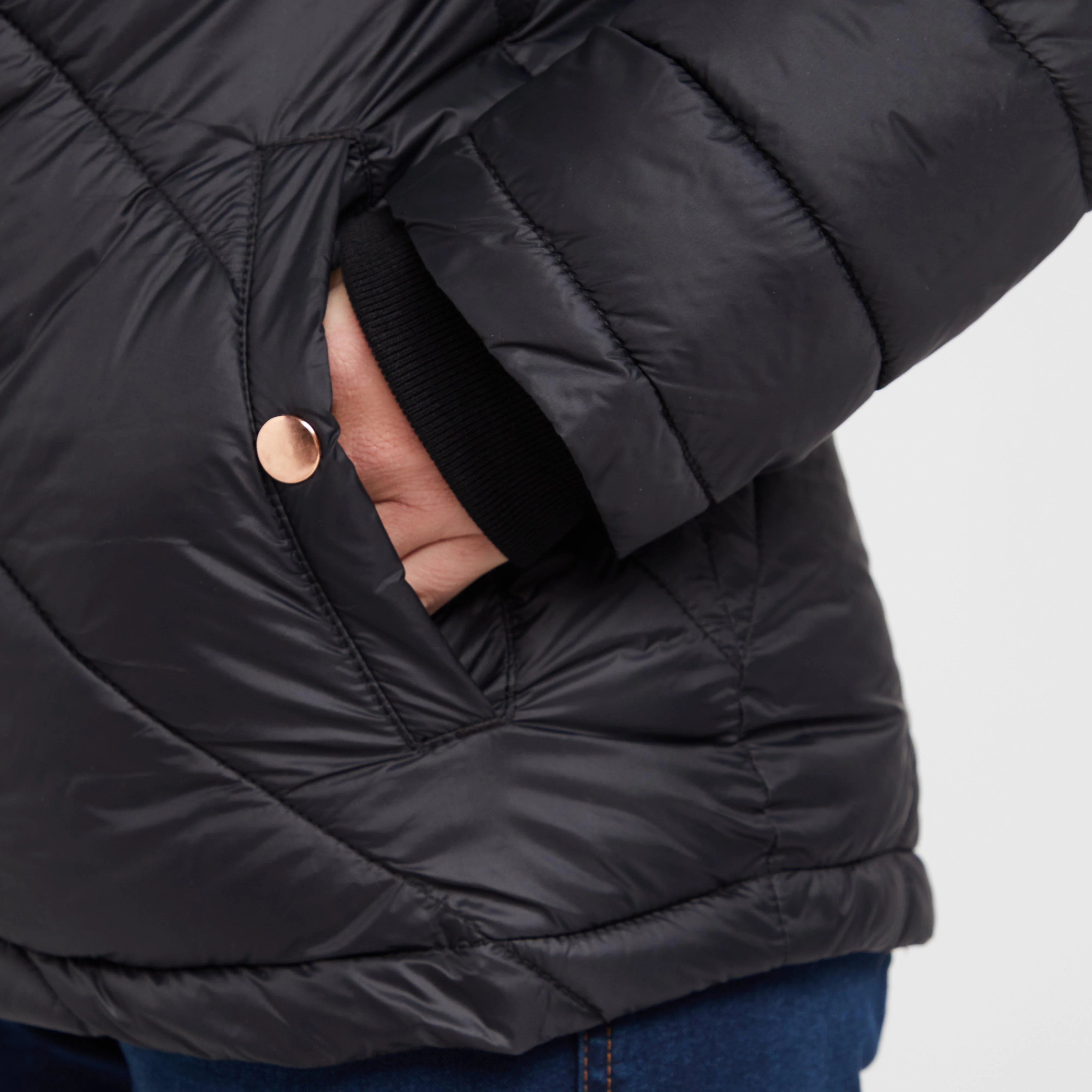 Womens Luna Baffle Jacket Black - Image 7