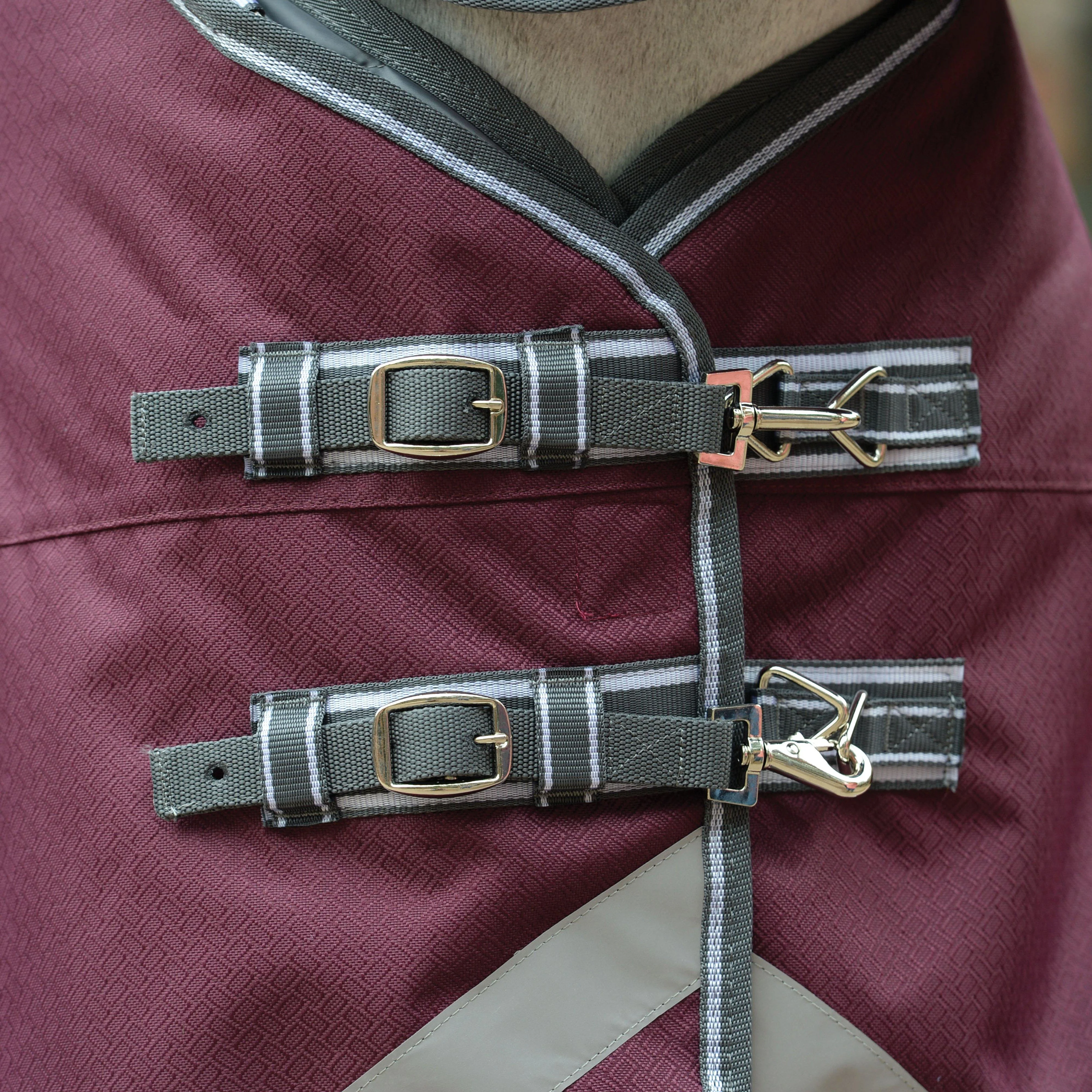 ComFiTec Plus Dynamic II Standard Neck Mediumweight 220g Turnout Rug Maroon/Grey/White - Image 4