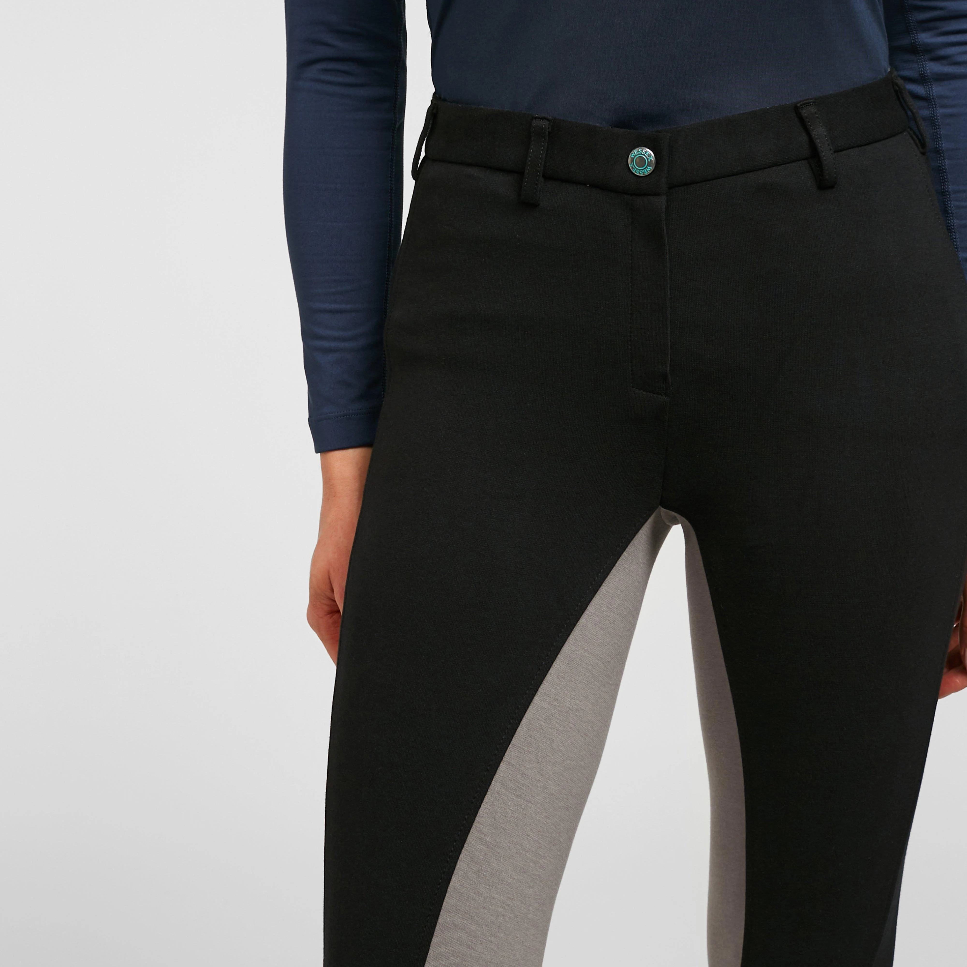 Womens Two Tone Jodhpurs Black/Grey - Image 4